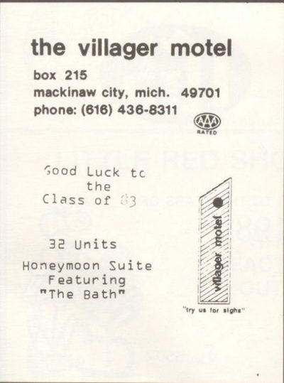 Villager Motel (Econo Lodge, Knights Inn) - 1983 Yearbook Ad